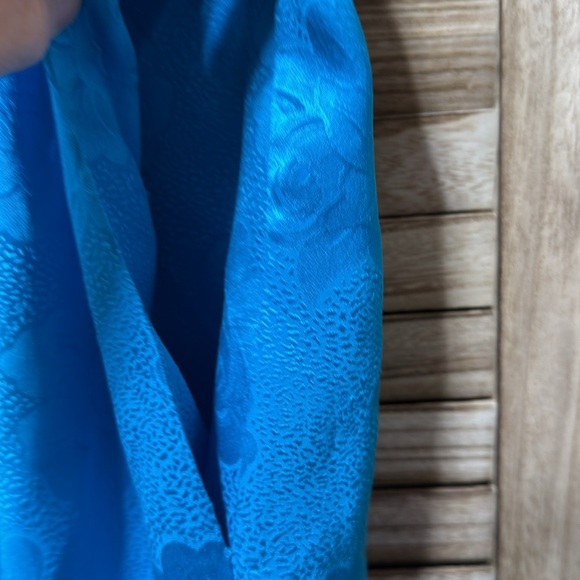 Argenti Women's Blue Floral Skirt Suit Outfit 2 Pc 100% Silk Size 16 - Picture 11 of 14